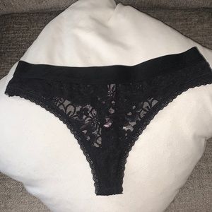 Victoria Secret black lace thong